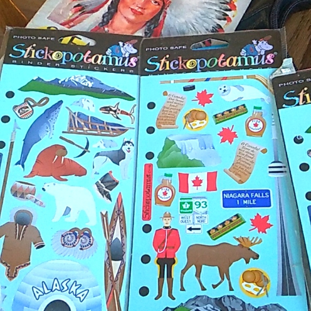 Vintage Stickopotamus SET of 3 SHEETS TRAVEL  STICKERS ALASKA 🇨🇦 CANADA